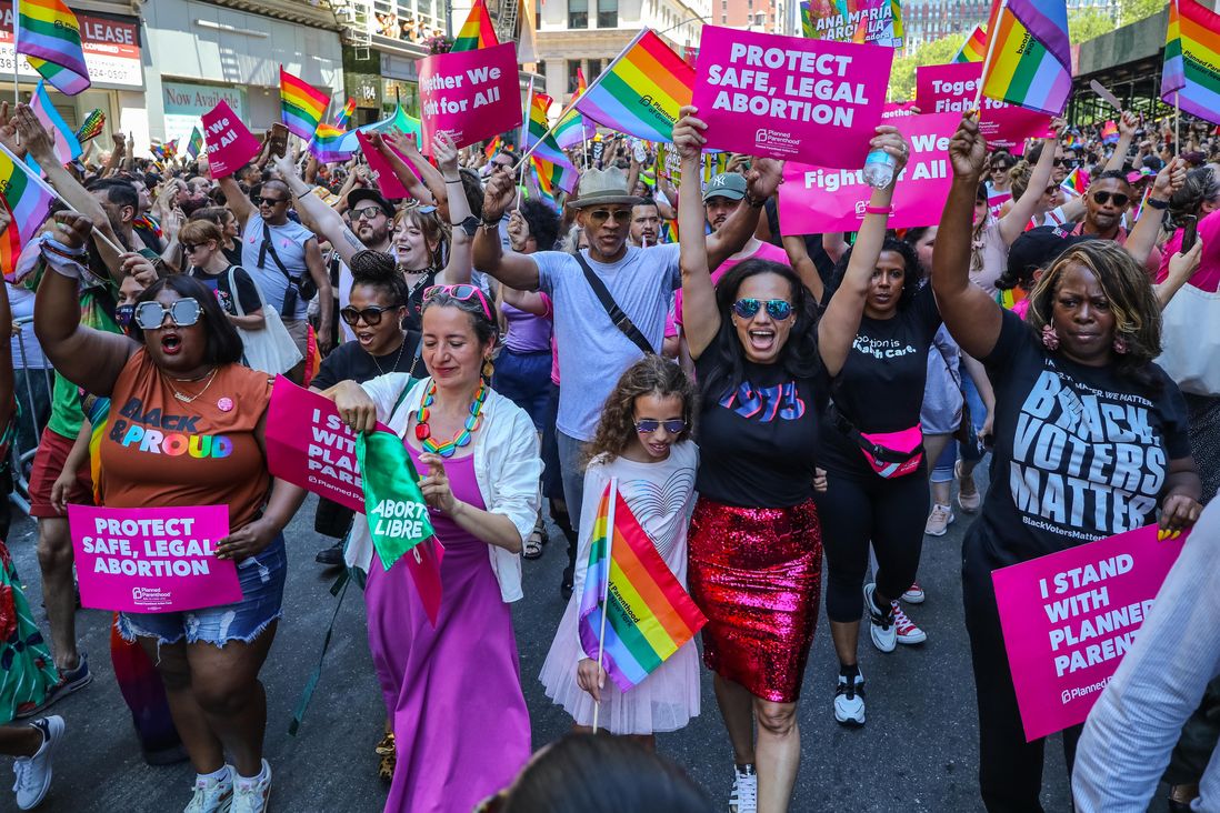 A photo of marchers in Pride Parade 2022